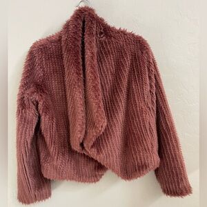 Express Plush Teddy Jacket in Dusty Rose